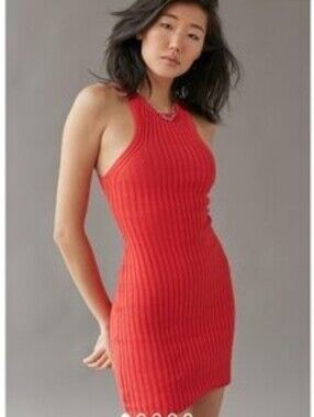 Urban Outfitters Red Ribbed Tank Dress